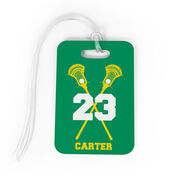 Guys Lacrosse Bag/Luggage Tag - Personalized Guys Crossed Sticks