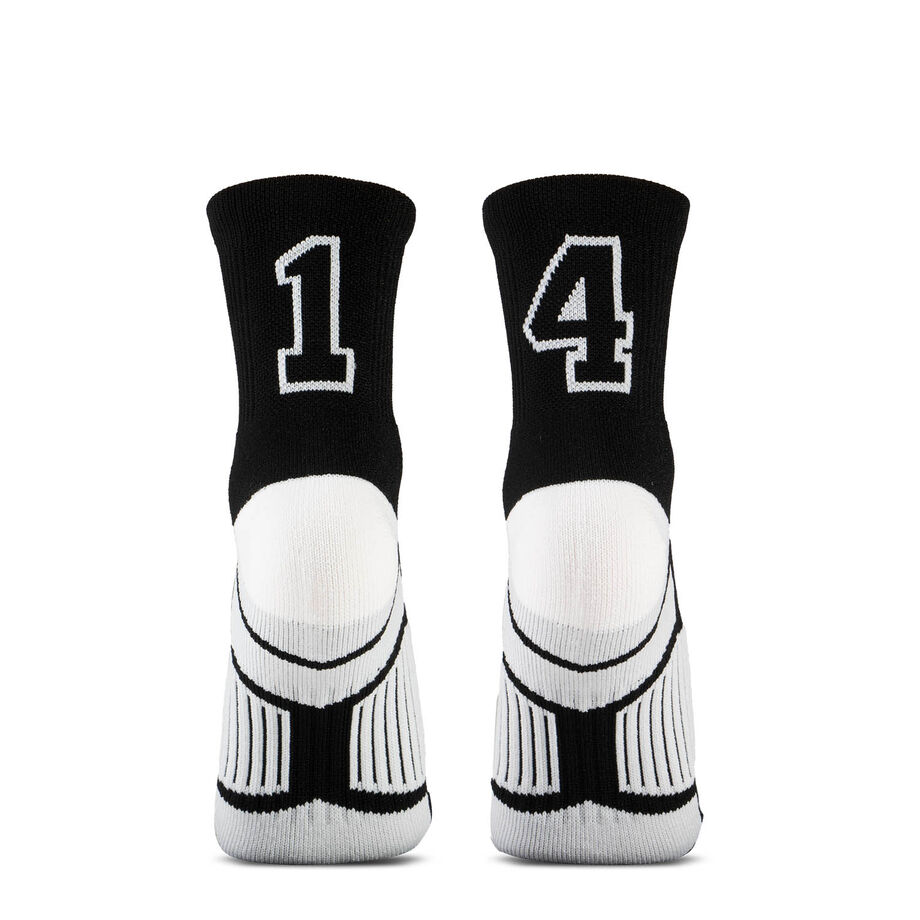 Team Number Woven Quarter Length Socks - Black