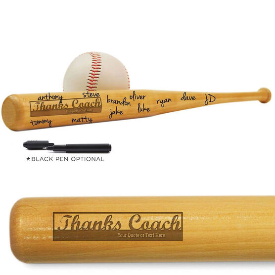 Baseball Mini Engraved Bat Thanks Coach (SIGN ME)