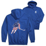 Hockey Hooded Sweatshirt - Hockey Stars and Stripes Player (Back Design)