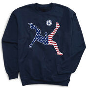 Soccer Crewneck Sweatshirt - Girls Soccer Stars and Stripes Player