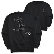 Soccer Crewneck Sweatshirt - Soccer Girl Player Sketch (Back Design)