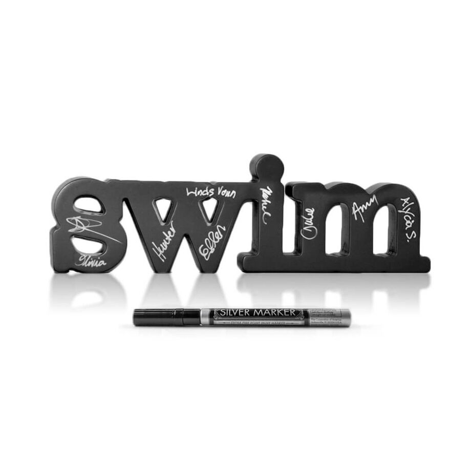 Swim Wood Words Ready for Team to Autograph
