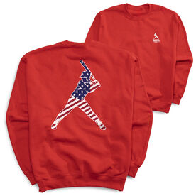 Softball Crewneck Sweatshirt - Softball Stars and Stripes Player (Back Design)