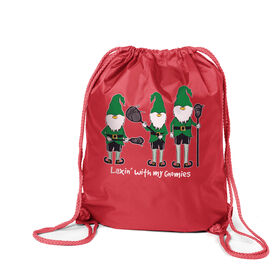 Guys Lacrosse Drawstring Backpack - Laxin' With My Gnomies