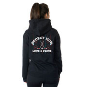 Hockey Hooded Sweatshirt - Loud and Proud Hockey Mom (Back Design) 