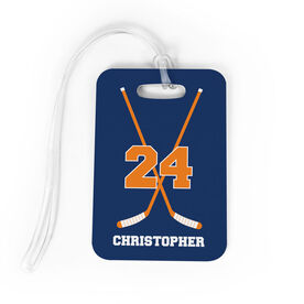 Hockey Bag/Luggage Tag - Personalized Hockey Crossed Sticks