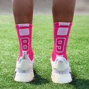 Team Number Woven Mid-Calf Socks - Pink