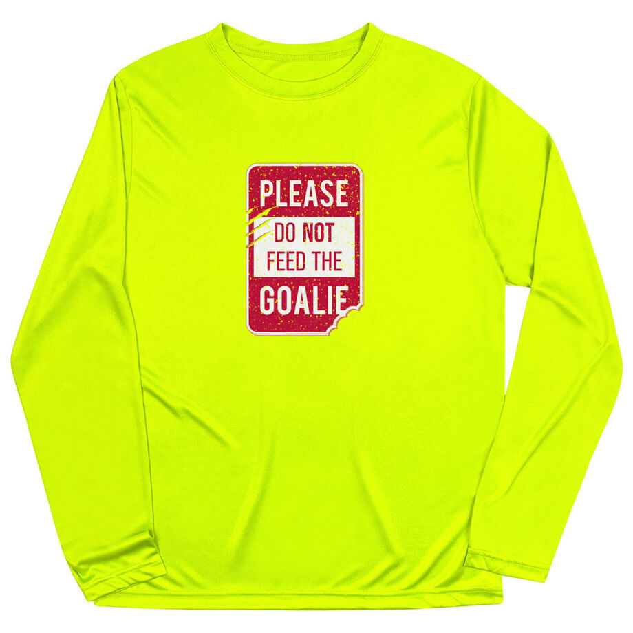 Hockey Long Sleeve Performance Tee - Don't Feed The Goalie - Personalization Image