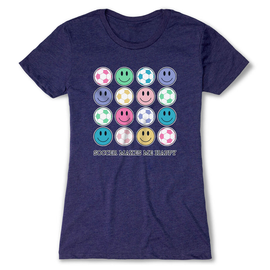 Soccer Women's Everyday Tee - Soccer Makes Me Happy