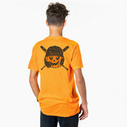 Baseball/Softball Short Sleeve T-Shirt - Helmet Pumpkin (Back Design)