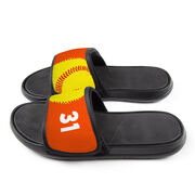 Softball Repwell&reg; Slide Sandals - Ball and Number Reflected