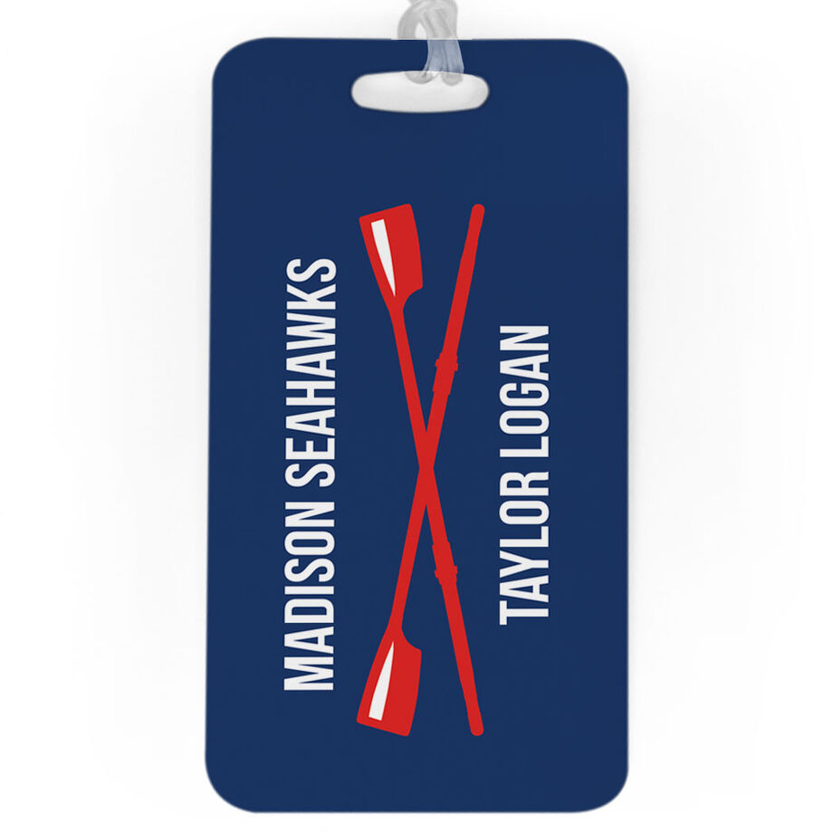 Crew Bag/Luggage Tag - Personalized Text with Crossed Oars