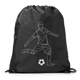 Soccer Drawstring Backpack - Soccer Guy Player Sketch