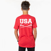 Guys Lacrosse Short Sleeve T-Shirt - USA (Back Design)