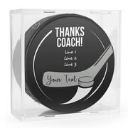 Personalized Thanks Coach with Stick Hockey Puck