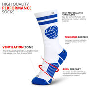 Volleyball Woven Mid-Calf Socks - Ball (White/Royal)