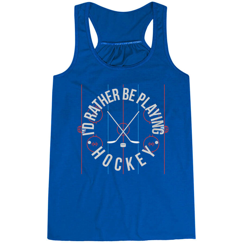 Hockey Flowy Racerback Tank Top - Rather Be Playing Hockey