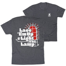 Hockey Short Sleeve T-Shirt - Lace 'Em Up And Light The Lamp (Back Design)