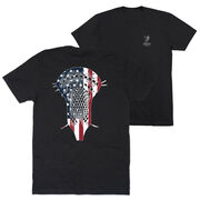 Guys Lacrosse Short Sleeve T-Shirt - Patriotic Stick (Back Design)