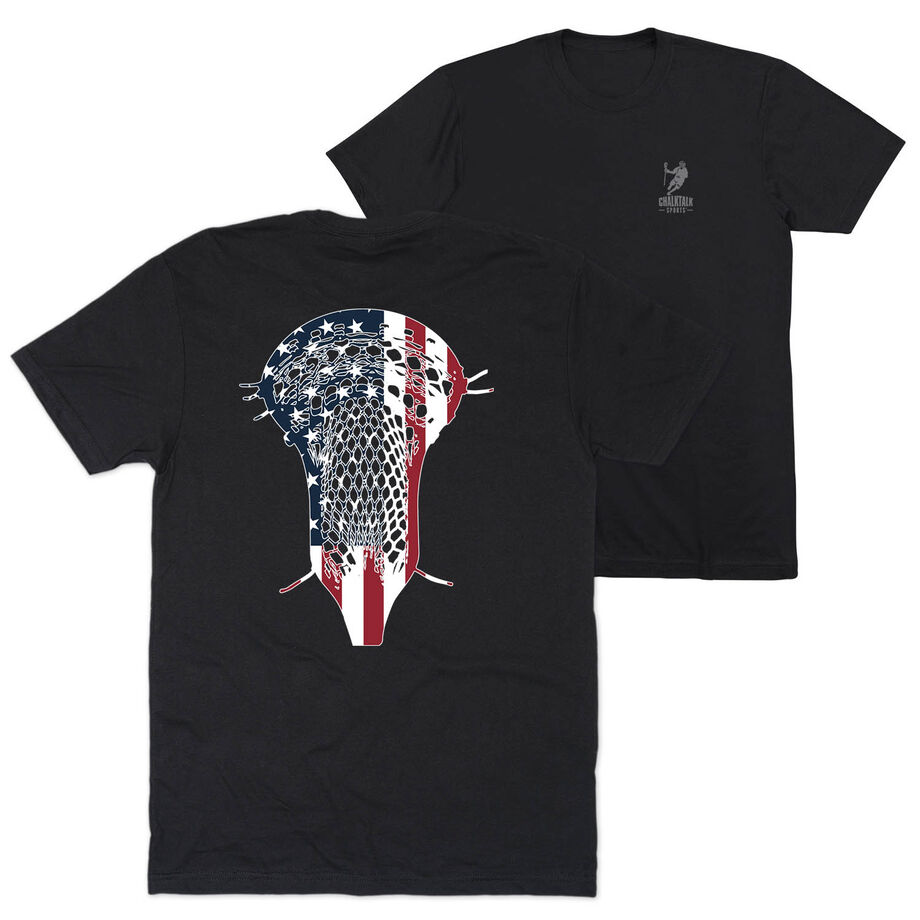 Guys Lacrosse Short Sleeve T-Shirt - Patriotic Stick (Back Design)