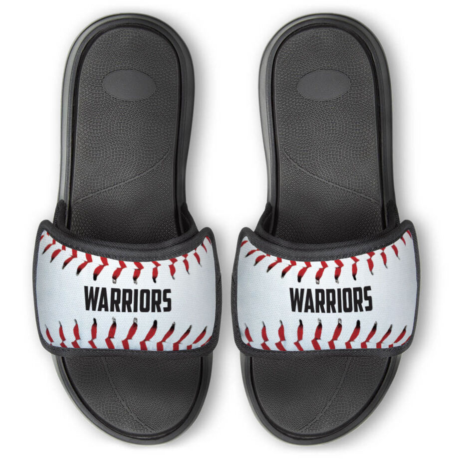 Baseball Repwell&reg; Slide Sandals - Personalized Baseball Stitches - Personalization Image