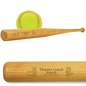 Engraved Mini Softball Bat - Thanks Coach With Roster