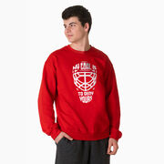 Hockey Crewneck Sweatshirt - My Goal is to Deny Yours Goalie Mask