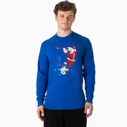 Guys Lacrosse Tshirt Long Sleeve - Santa Laxer