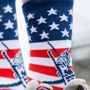 Skiing Woven Mid-Calf Socks - USA Ski