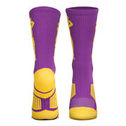 Basketball Woven Mid-Calf Socks - Player Jump Shot (Purple/Gold)