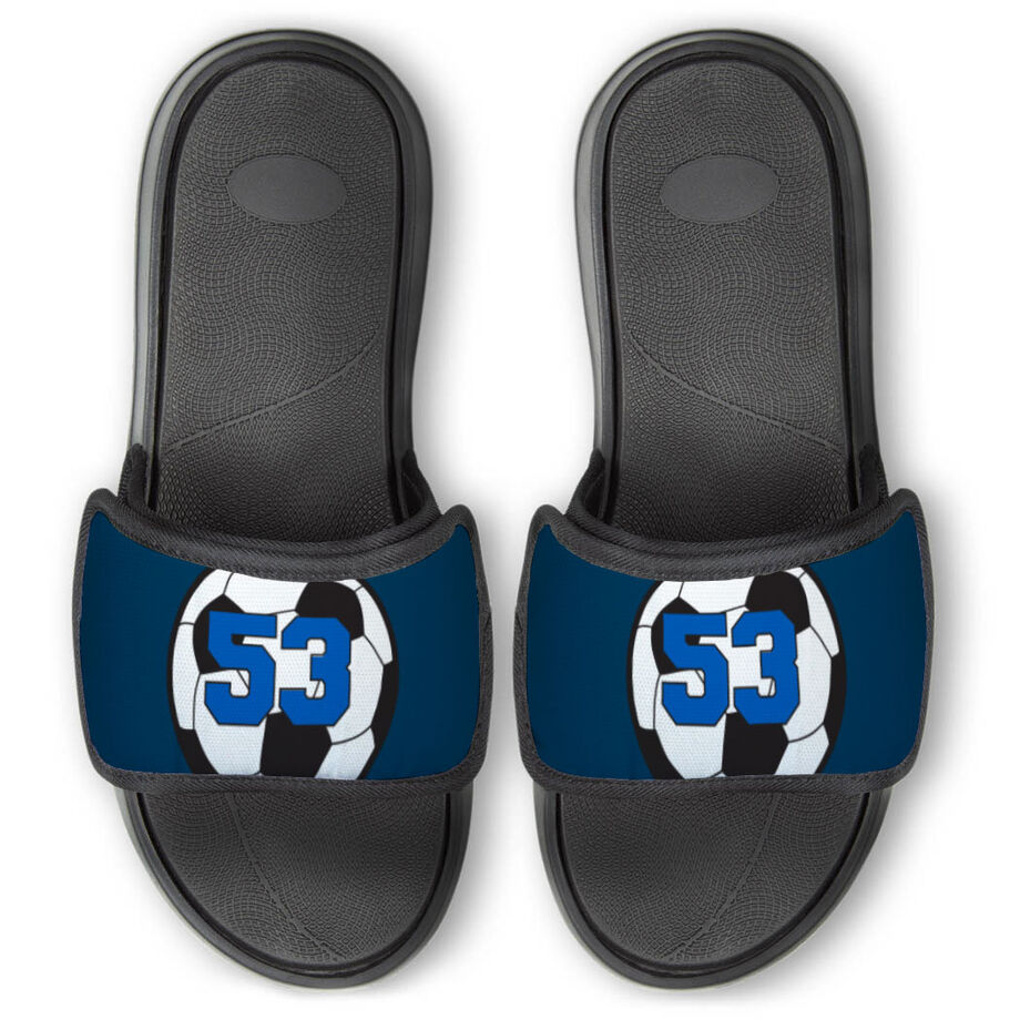 Soccer Repwell&reg; Slide Sandals - Soccer Ball with Number