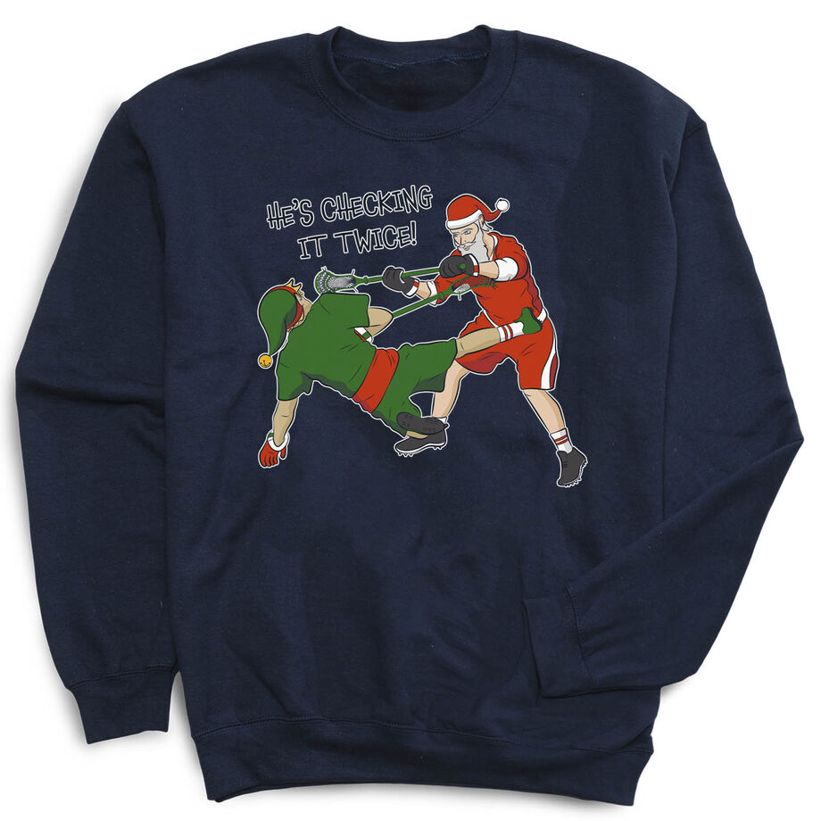 Guys Lacrosse Crewneck Sweatshirt - Checking It Twice Lacrosse