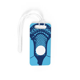 Guys Lacrosse Bag/Luggage Tag - Large Lacrosse Stick [Carolina/Navy/Small Size 3.5" x 1.75" x 3mm thick] - SS