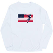 Guys Lacrosse Long Sleeve Performance Tee - Patriotic Lacrosse