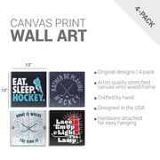 Hockey Canvas Wall Art - Eat Sleep Hockey - 4 Piece Set