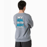 Hockey Crewneck Sweatshirt - My Goal Is To Deny Yours (Blue/Black) (Back Design)