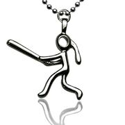 Silver Softball Girl (Stick Figure) Necklace