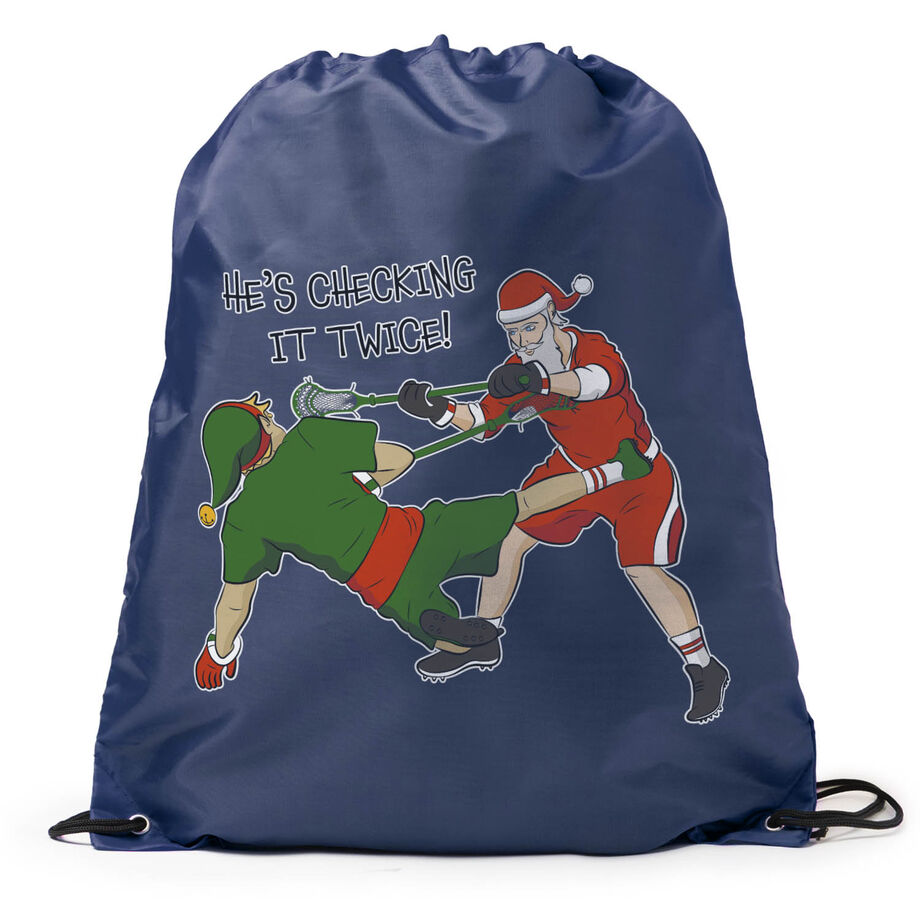 Guys Lacrosse Drawstring Backpack - Checking It Twice Lacrosse