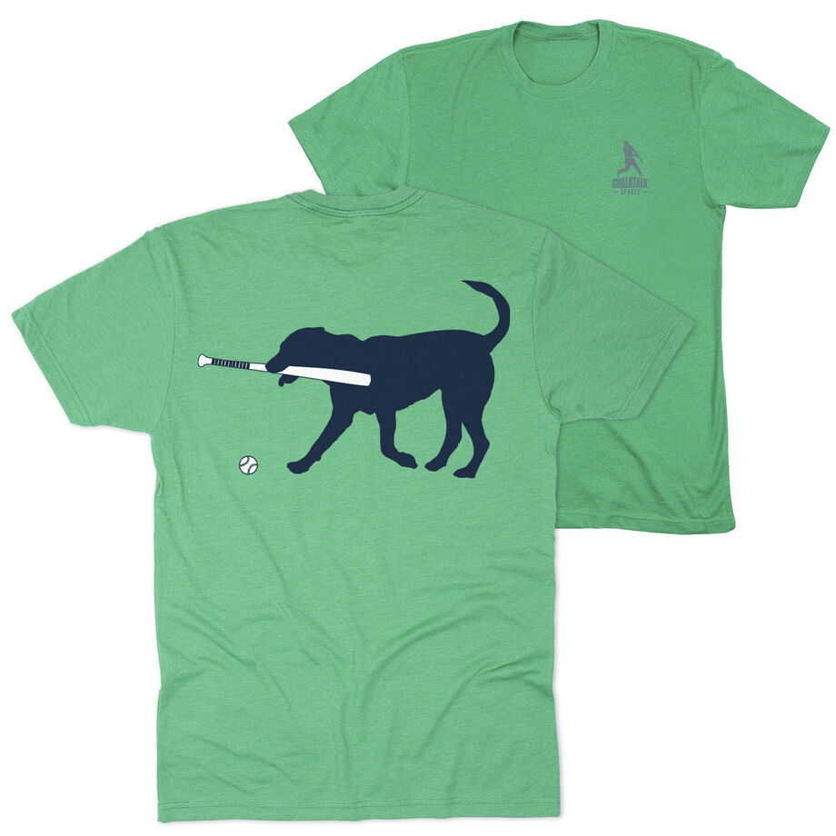 Baseball Short Sleeve T-Shirt - Navy Baseball Dog (Back Design)
