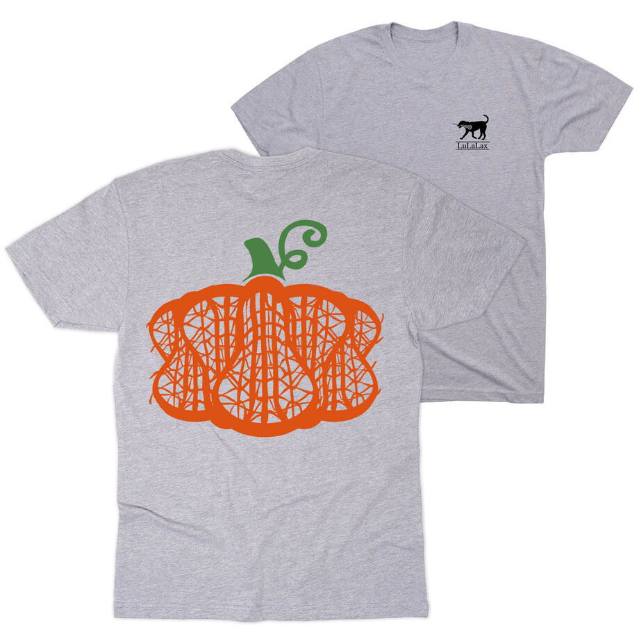 Girls Lacrosse Short Sleeve T-Shirt - Lax Stick Pumpkin (Back Design)