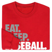 Baseball Crewneck Sweatshirt - Eat Sleep Baseball Bold Text