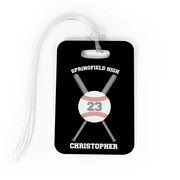 Baseball Bag/Luggage Tag - Personalized Baseball Team with Crossed Bat