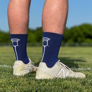 Guys Lacrosse Woven Mid-Calf Socks - Single Stick (Navy/White)