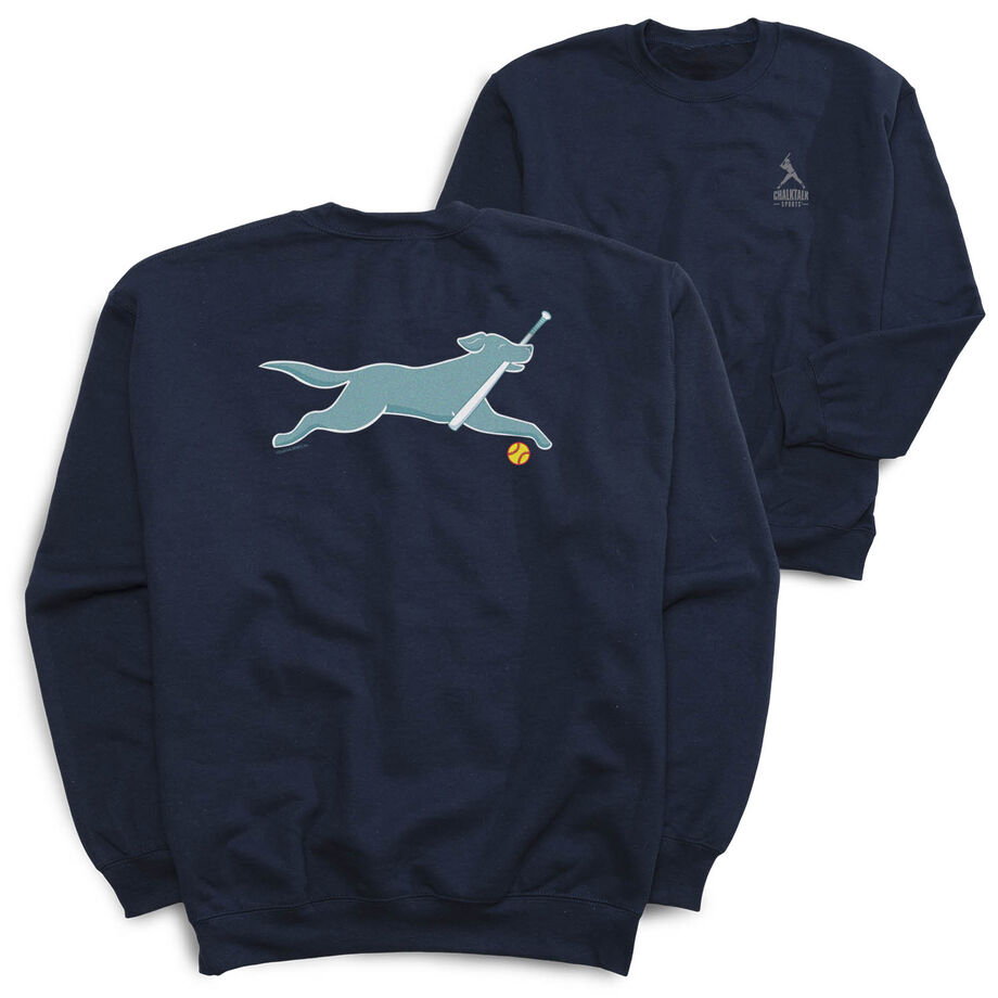 Softball Crewneck Sweatshirt - Mitts the Softball Dog (Back Design)