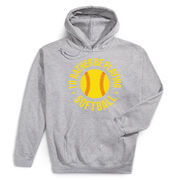 Softball Hooded Sweatshirt - I'd Rather Be Playing Softball Distressed