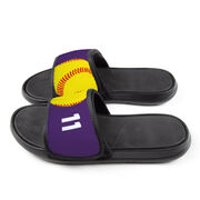 Softball Repwell&reg; Slide Sandals - Ball and Number Reflected