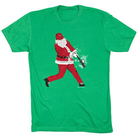 Baseball T-Shirt Short Sleeve Home Run Santa [Adult X-Large/Green] - SS
