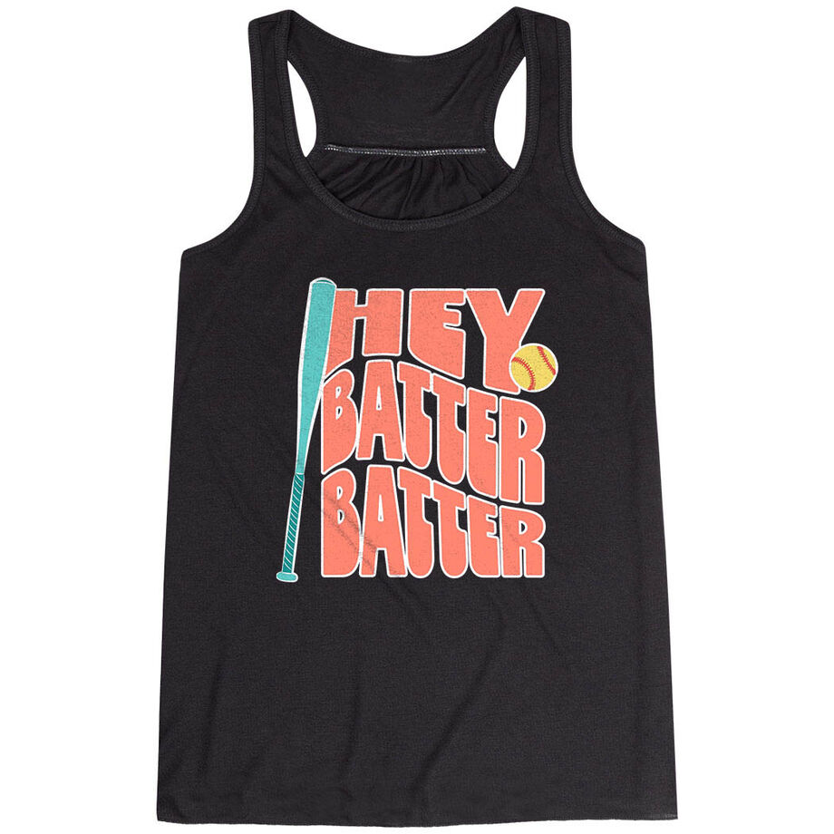 Softball Flowy Racerback Tank Top - Hey Batter Batter