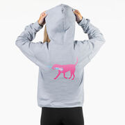 Girls Lacrosse Hooded Sweatshirt - LuLa the Lax Dog (Pink) (Back Design)